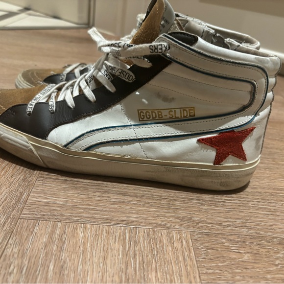 Red and White leather Golden Goose high tops in size US 9.5 - Picture 4 of 4